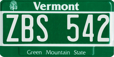 VT license plate ZBS542