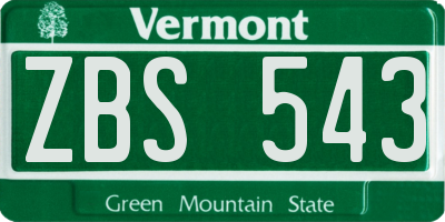 VT license plate ZBS543