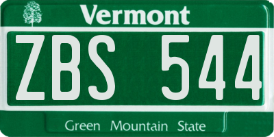 VT license plate ZBS544