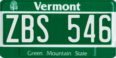 VT license plate ZBS546