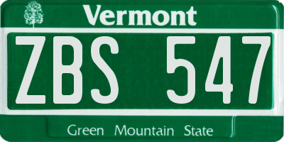 VT license plate ZBS547