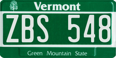 VT license plate ZBS548