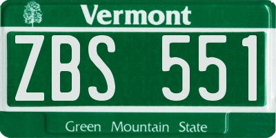 VT license plate ZBS551