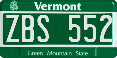 VT license plate ZBS552