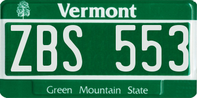 VT license plate ZBS553