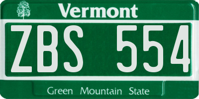 VT license plate ZBS554