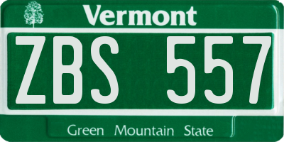 VT license plate ZBS557
