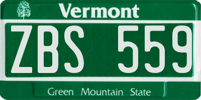 VT license plate ZBS559