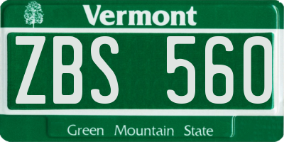 VT license plate ZBS560