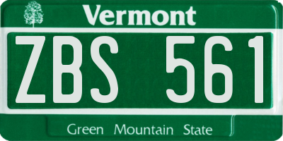 VT license plate ZBS561