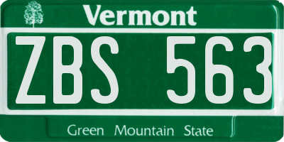 VT license plate ZBS563