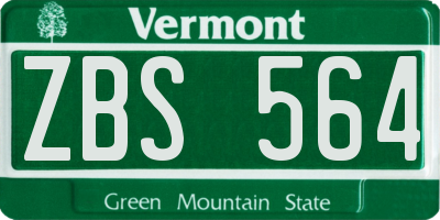VT license plate ZBS564