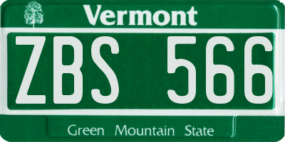 VT license plate ZBS566