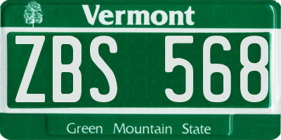 VT license plate ZBS568