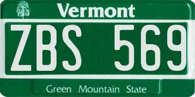 VT license plate ZBS569