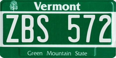 VT license plate ZBS572