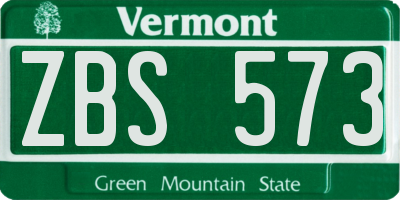 VT license plate ZBS573