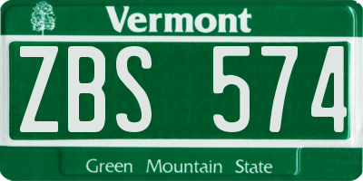 VT license plate ZBS574