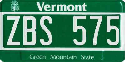 VT license plate ZBS575