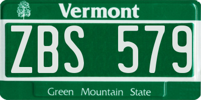 VT license plate ZBS579
