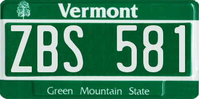 VT license plate ZBS581