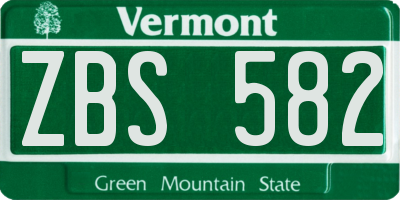 VT license plate ZBS582