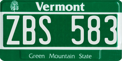 VT license plate ZBS583