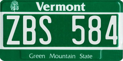 VT license plate ZBS584