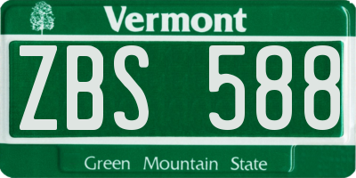 VT license plate ZBS588