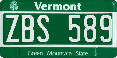 VT license plate ZBS589