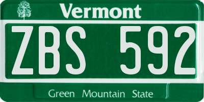 VT license plate ZBS592