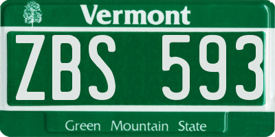 VT license plate ZBS593