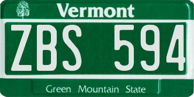 VT license plate ZBS594
