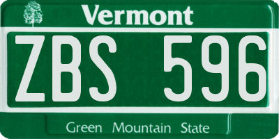VT license plate ZBS596