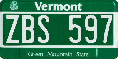 VT license plate ZBS597