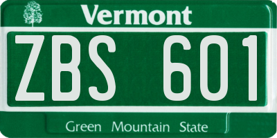 VT license plate ZBS601