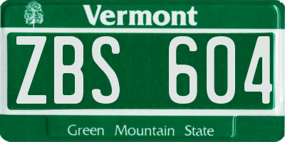 VT license plate ZBS604