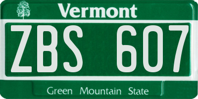 VT license plate ZBS607