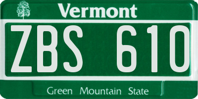 VT license plate ZBS610