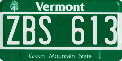 VT license plate ZBS613