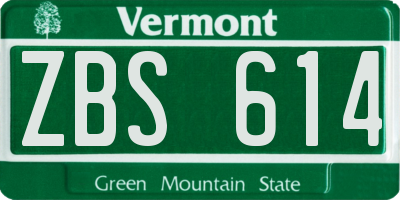 VT license plate ZBS614