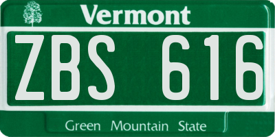 VT license plate ZBS616