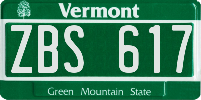VT license plate ZBS617