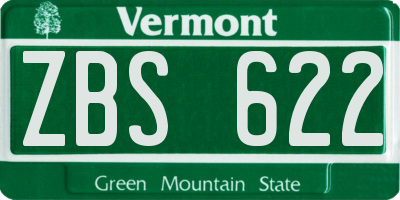 VT license plate ZBS622