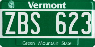 VT license plate ZBS623