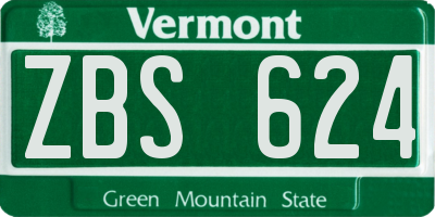 VT license plate ZBS624