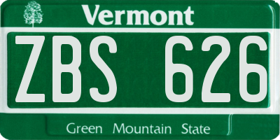 VT license plate ZBS626