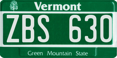 VT license plate ZBS630