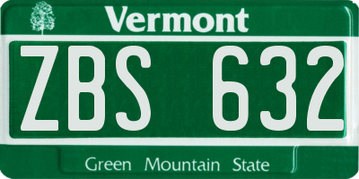 VT license plate ZBS632