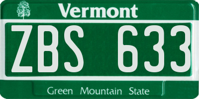 VT license plate ZBS633
